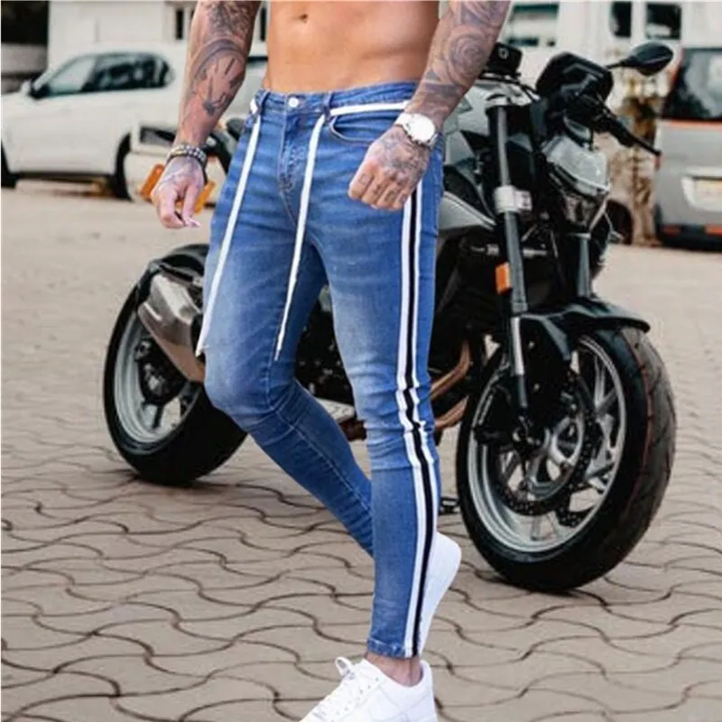 Summer New Jeans Men's Classic White And Blue Soft Elastic Thin Pants Casual Motorcycle Sports  Pantalón Hombre белые джинсы