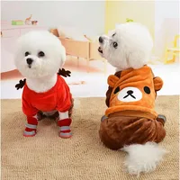 Pet Clothes Autumn Winter Pajamas Household Flannel Cotton Soft Cute Cartoon Shirts Jumpsuits Bulldog Chihuahua Warm Wool