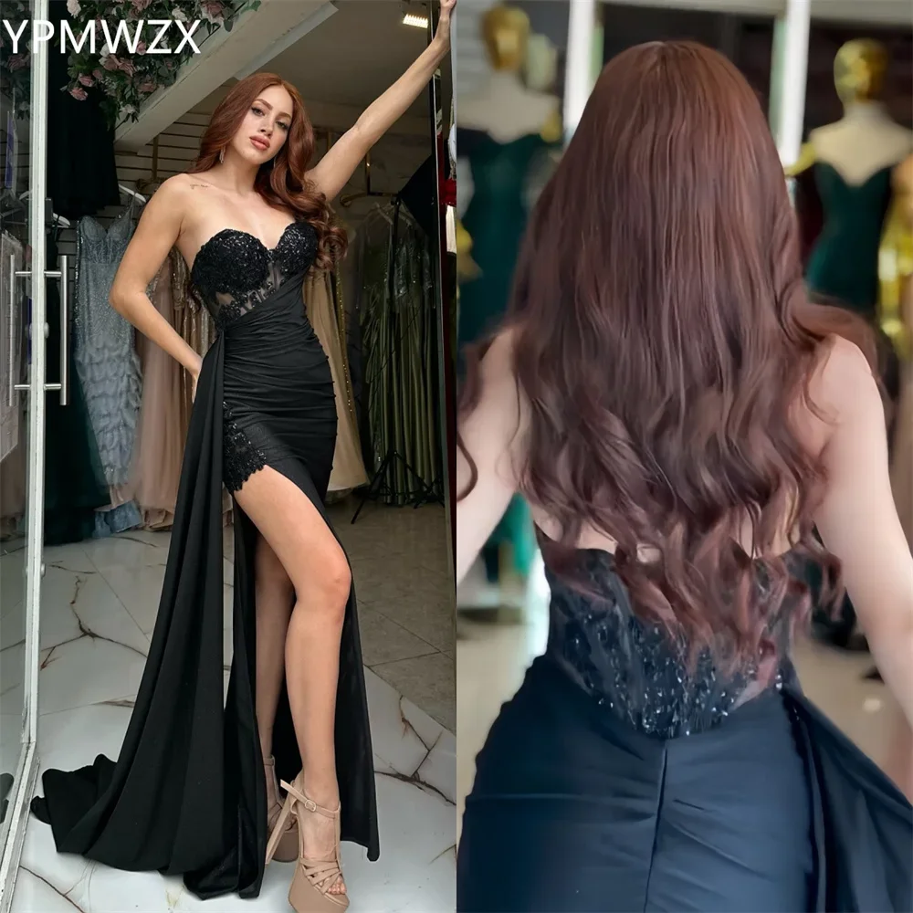 Индивидуальные YPMWZX без бретелек-футляр длиной до пола юбки с рюшами и бисером