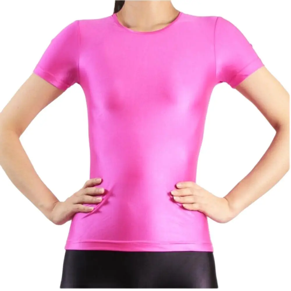 

women men Round neck top sports tights short sleeve spandex high stretch custom made