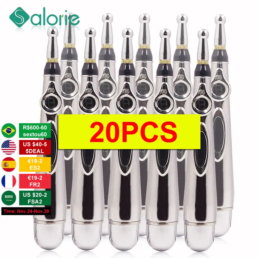

20pcs Electric Acupuncture Pen Meridians Laser Therapy Heal Massage Pen Gun Meridian Energy Pen Relief Pain Tools Neck Leg