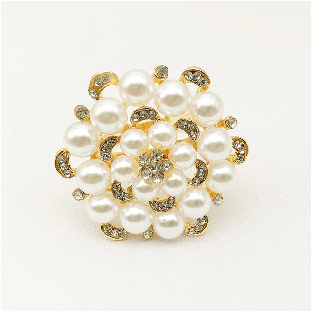 

12PCS rose pearl flower napkin ring Western table decoration decorations for hotel reception wedding banquet sample room