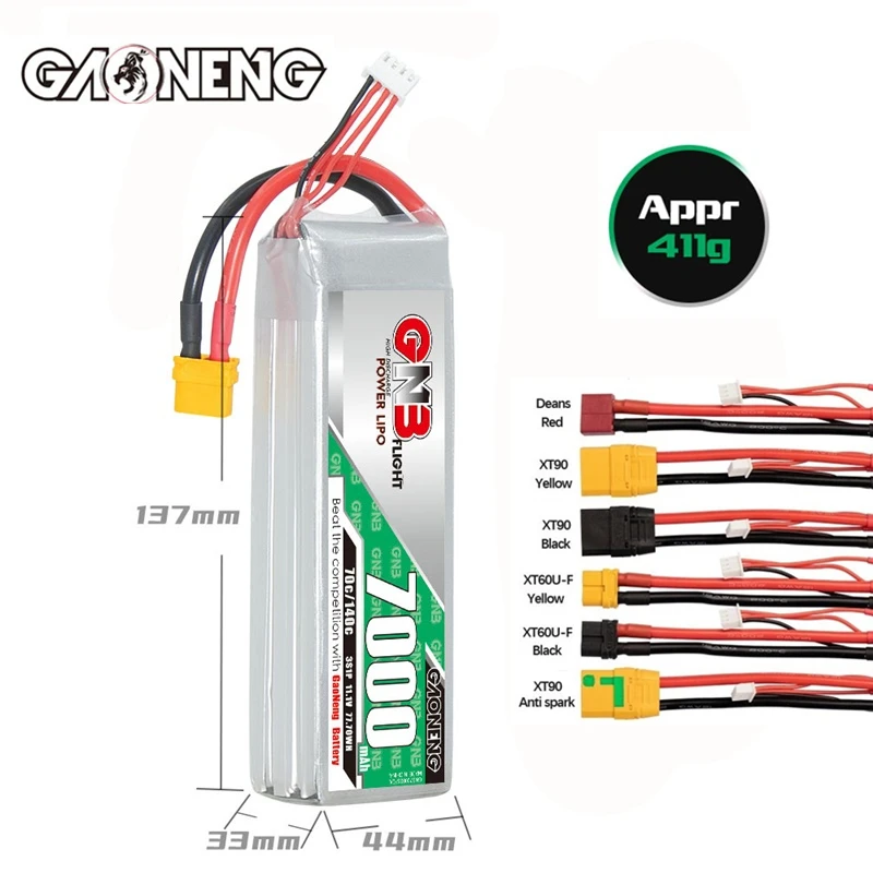 

Upgraded GNB 3S 11.1V 7000mAh 70C LiPo Battery Remote Control Tank Losi Buggy Team Associated Truggy RC Truck 11.1V Battery