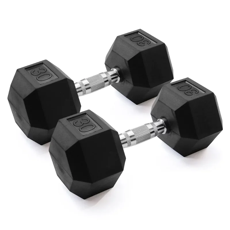 

Gymenist, 30lb Rubber Hex Dumbbell, Pair dumbell weights for fitness fitness equipment