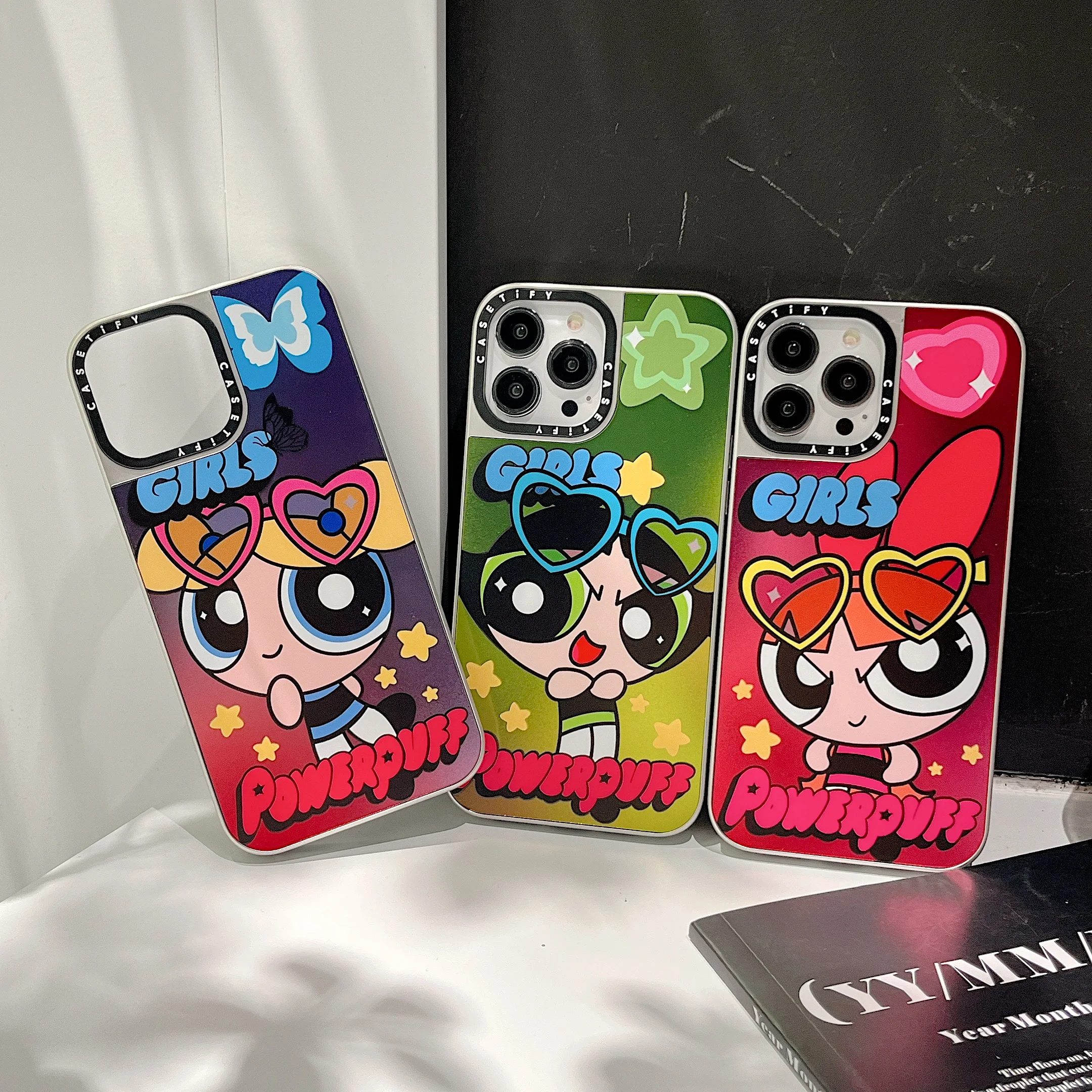 

Electroplating Vanity Mirror Powerpuffs Girlss Phone Cases For iPhone 14 13 12 11 Pro Max 14promax design-casetify