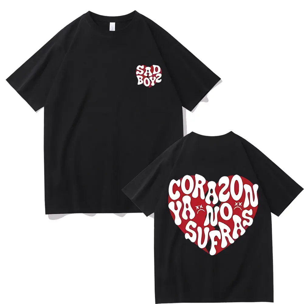 Singer Junior H No Sufras Tshirt Sad Boyz T-shirt Men Women Clothes Hip Hop Oversized T-shirts Men's Fashion Trend Tees