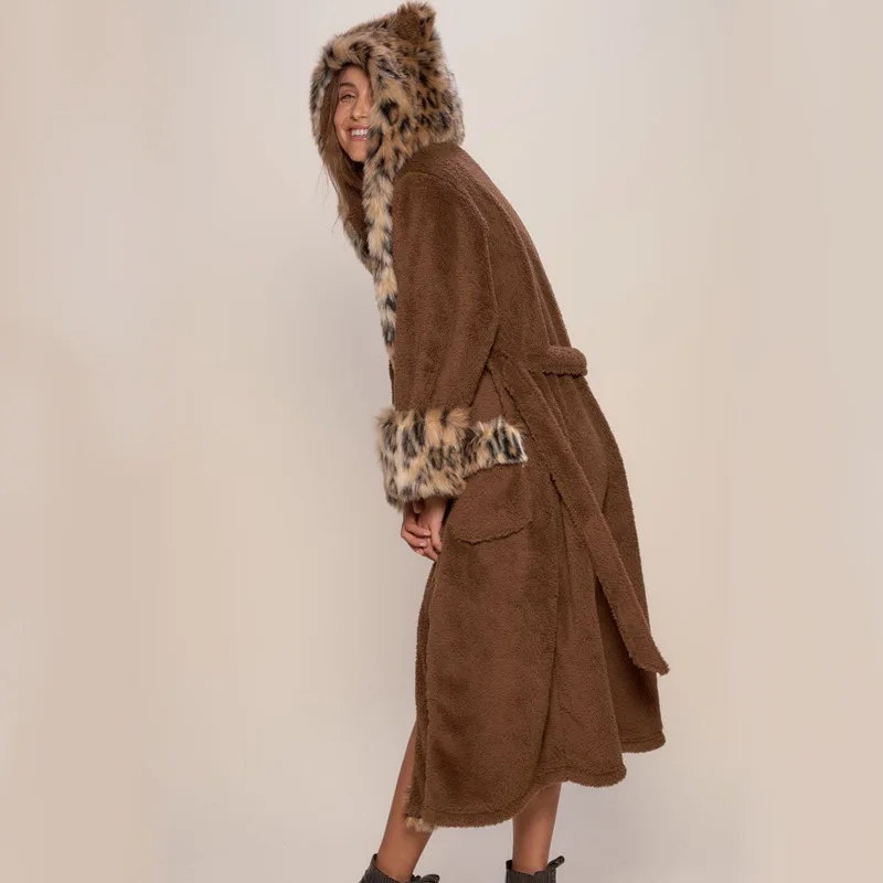 Warm Lamb Coat Leopard Coat Women's Hooded Coat Fur Coat