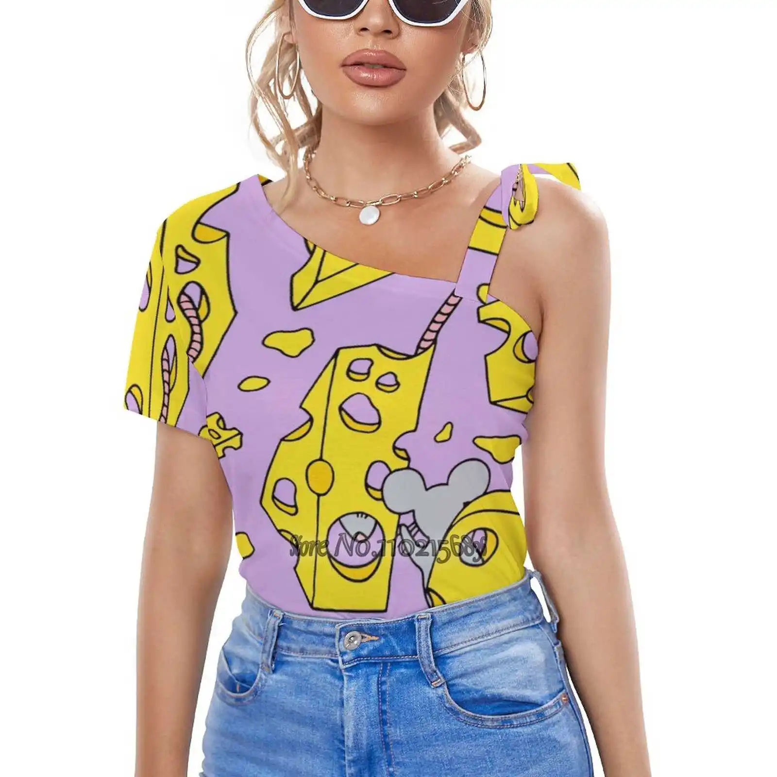 Мышь и Швейцарский Сыр | Пурпурная палитра Кухня Пикантная футболка повседневные