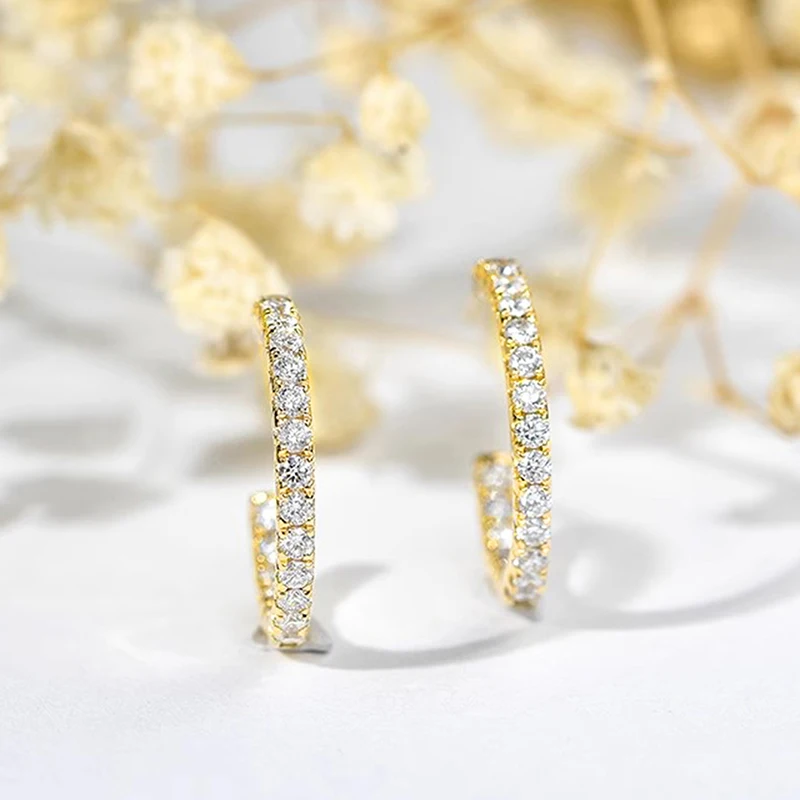 Huitan простой золотистый женские серьги-петли из блестящего циркония ювелирные