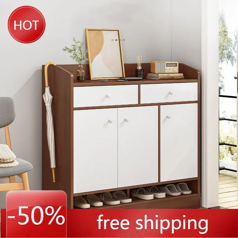 

Wooden Cabinet Shoe Rack Organizer Stand Storage Vertical Space Saving Shoe Cabinets Box Contain Zapateros Living Room Cabinets