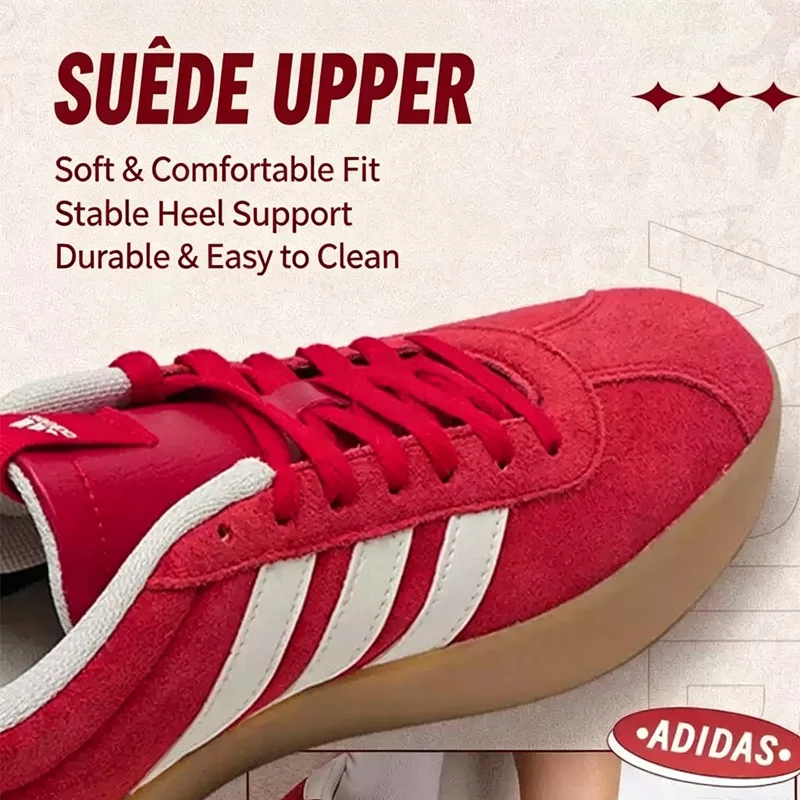 Фото Дешевые кроссовки Adidas Originals Red Low Top Skate с замшевым верхом, классическими 3 полосками и подошвой из каучука, винтажные повседневные кеды KI5079 №1