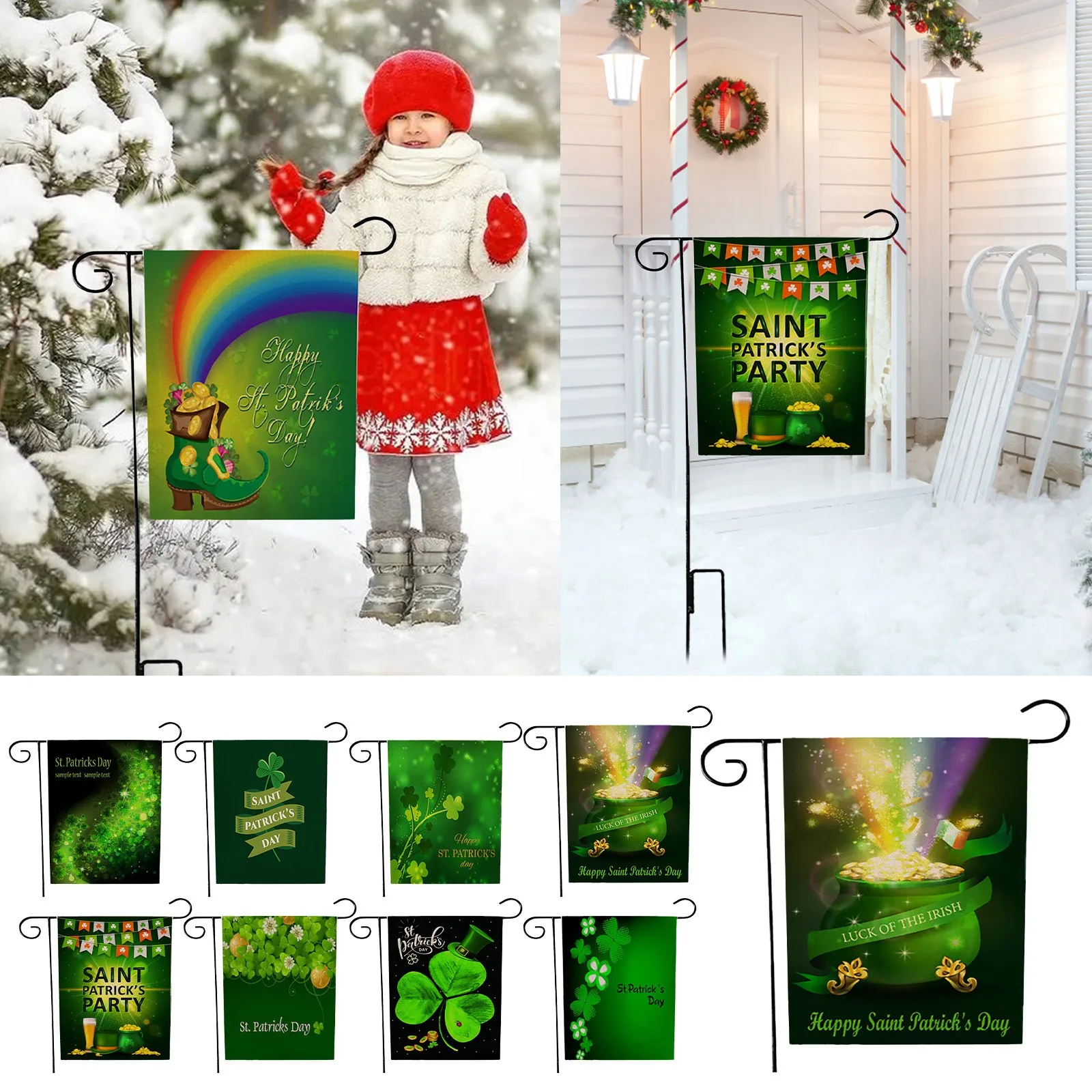 

Windsocks Outdoor Durable American Flag St Patrick'S Day Garden Banner Fade Resitant Double Sided Outdoor Famhouse Bunting Flags