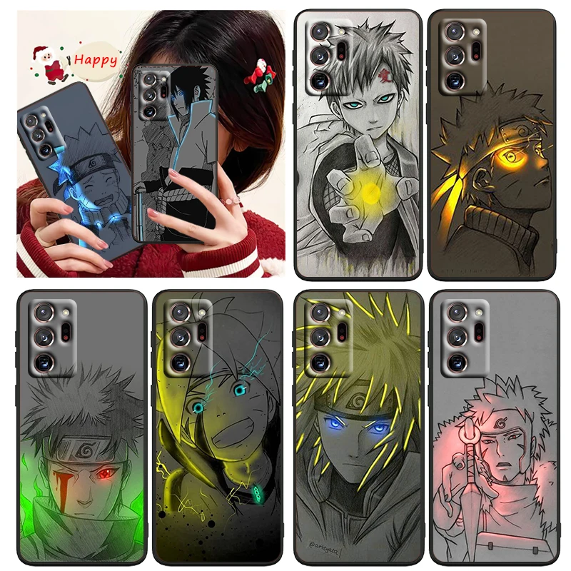 

Glowing Naruto Anime Art Phone Case Black For Samsung A73 A70 A20 A10 A8 A03 Note 20 10 9 Ultra Lite Plus F23 M52 M21 j7 j6