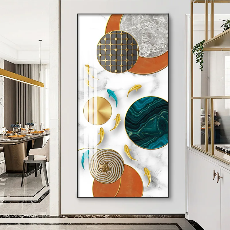 Постеры Fengshui Nine Koi на холсте в китайском стиле роскошные геометрические постеры с