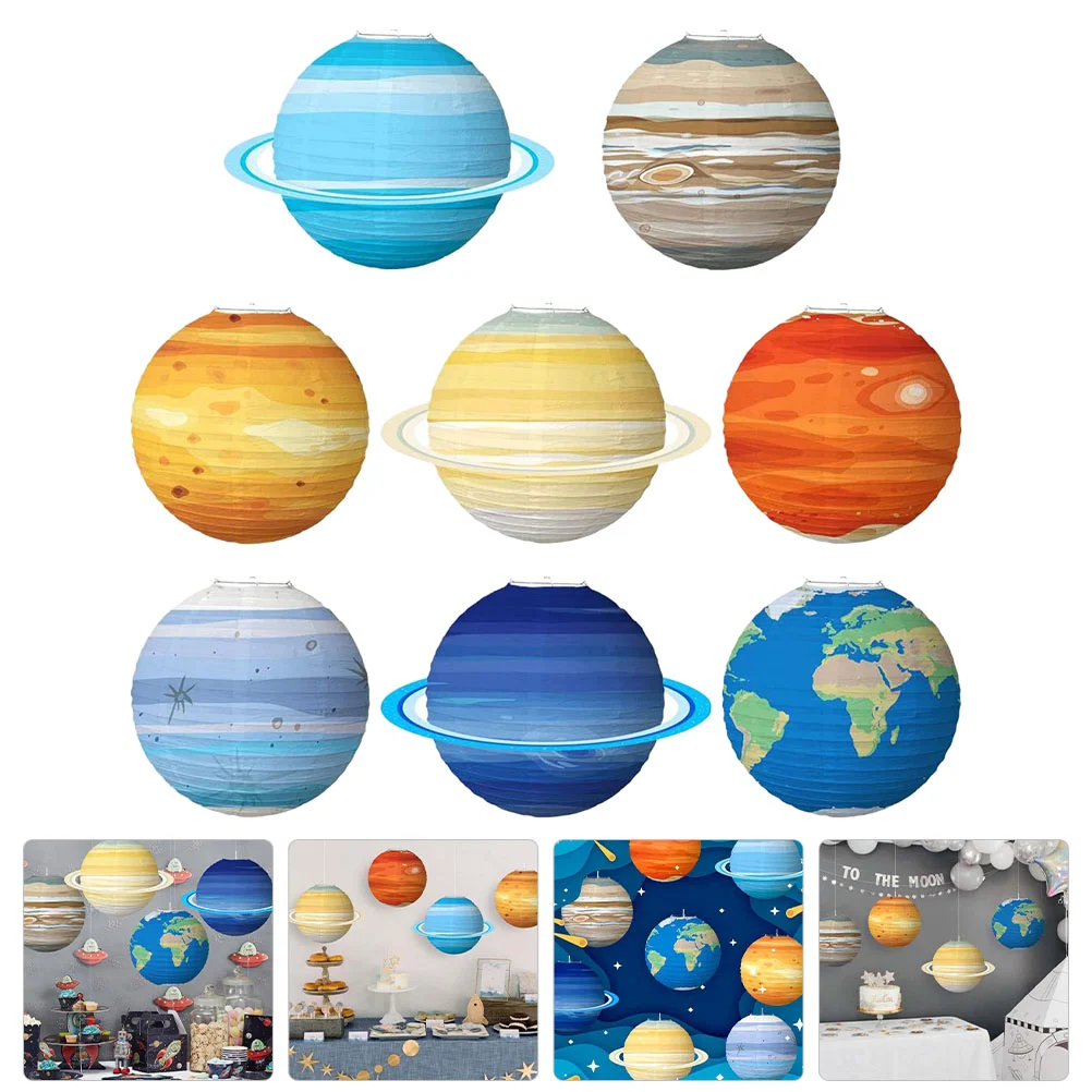 

Space Party Lanterns Decorations Paper Hanging Lantern Themed Planets Starry Supplies Classroom Planet Outer Chinese Decor