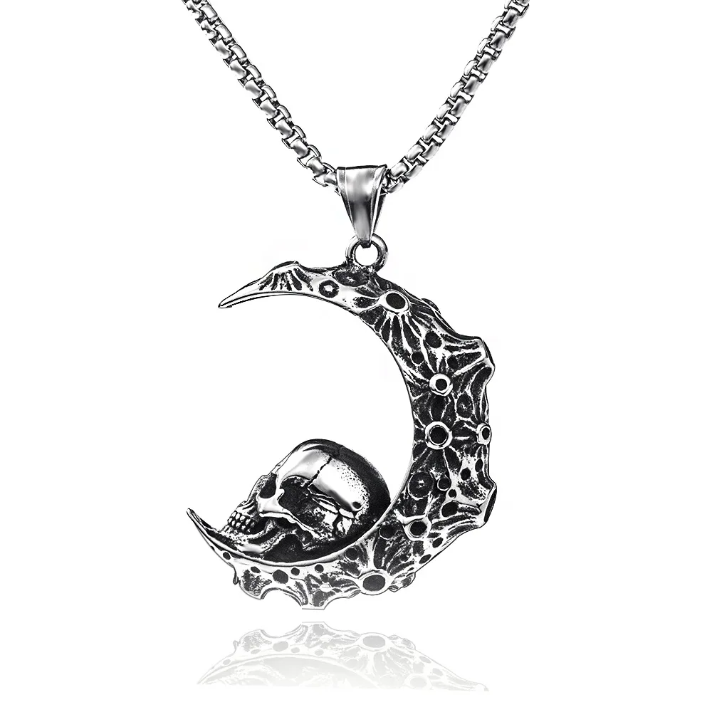 

Charms Pendent Dragon Skull Pendant Necklace Men's Fashion Biker Rock Punk Jewelry Antique Retro Chain Gift
