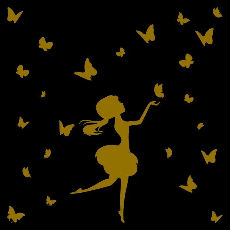 Виниловая наклейка с изображением девушки и бабочек