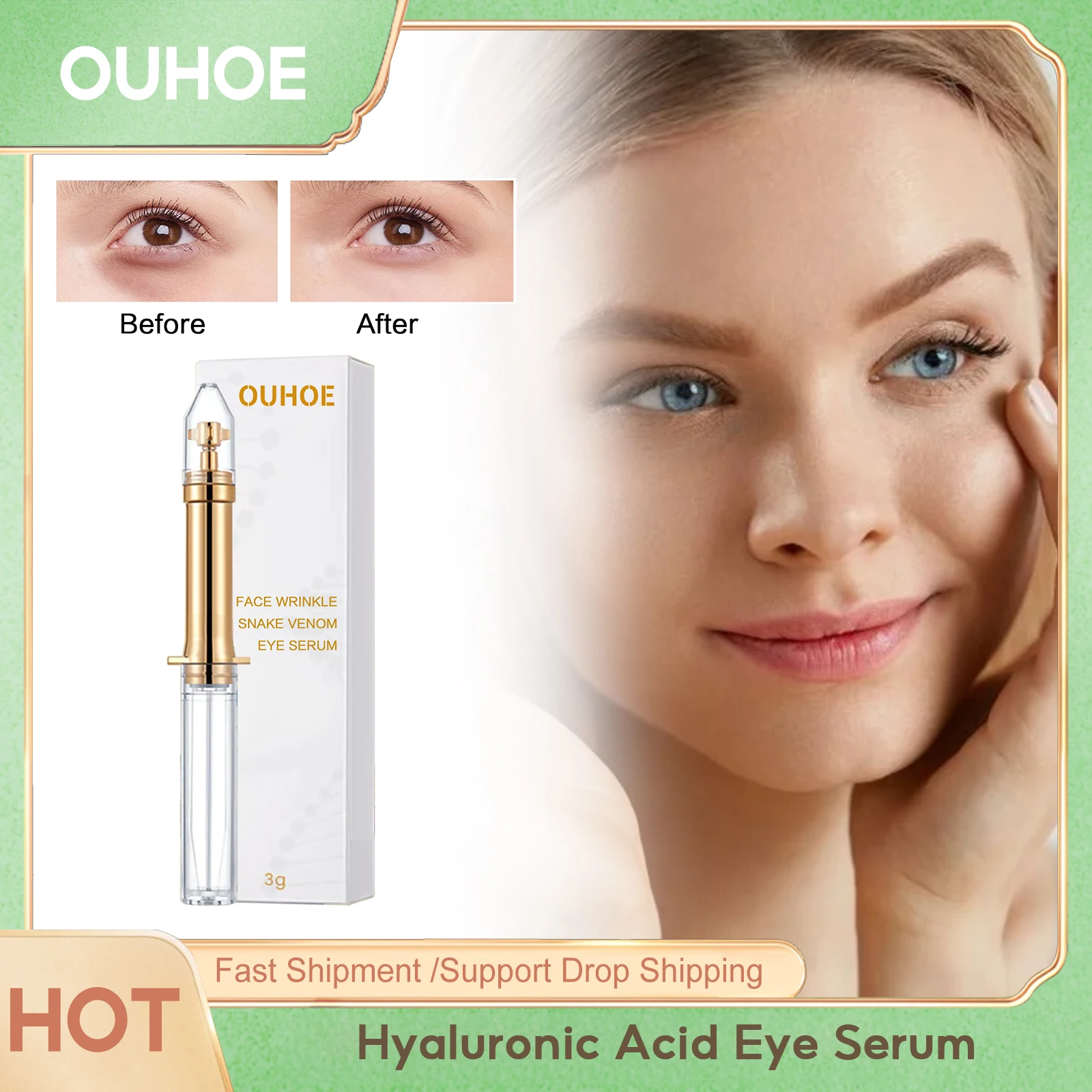 

Hyaluronic Acid Eye Serum Fade Dark Circles Improve Eye Bags Skin Rejuvenation Wrinkle Removal Anti Aging Firmness Eye Essence