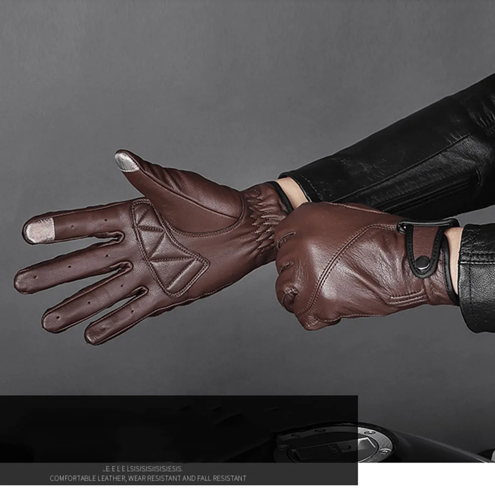 Перчатки для сенсорных экранов Кожаные Мотоциклетные защитные перчатки Vemar Guantes