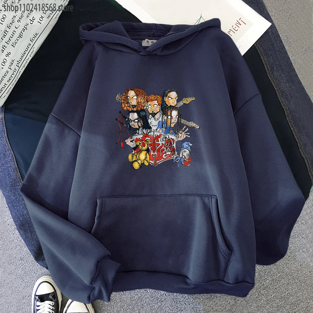 

Korn Band Graphic Hoodies Women Heavy Mental Funko Pop Winter Sweatshirt Regular Fit Soft Fleece Print Tracksuit Men Y2k Clothes