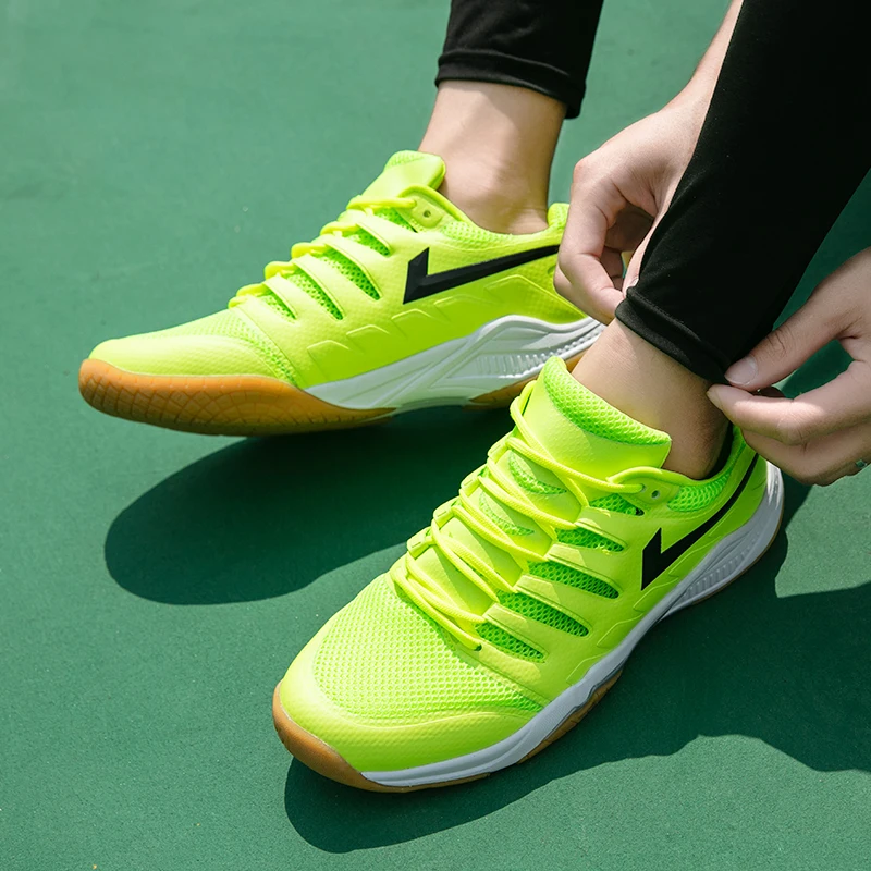 JIEMIAO Large Size Men Profession Tennis Shoes Quality Mesh Breathable Outdoor Tennis Badminton Sport Training Sneakers 36-46