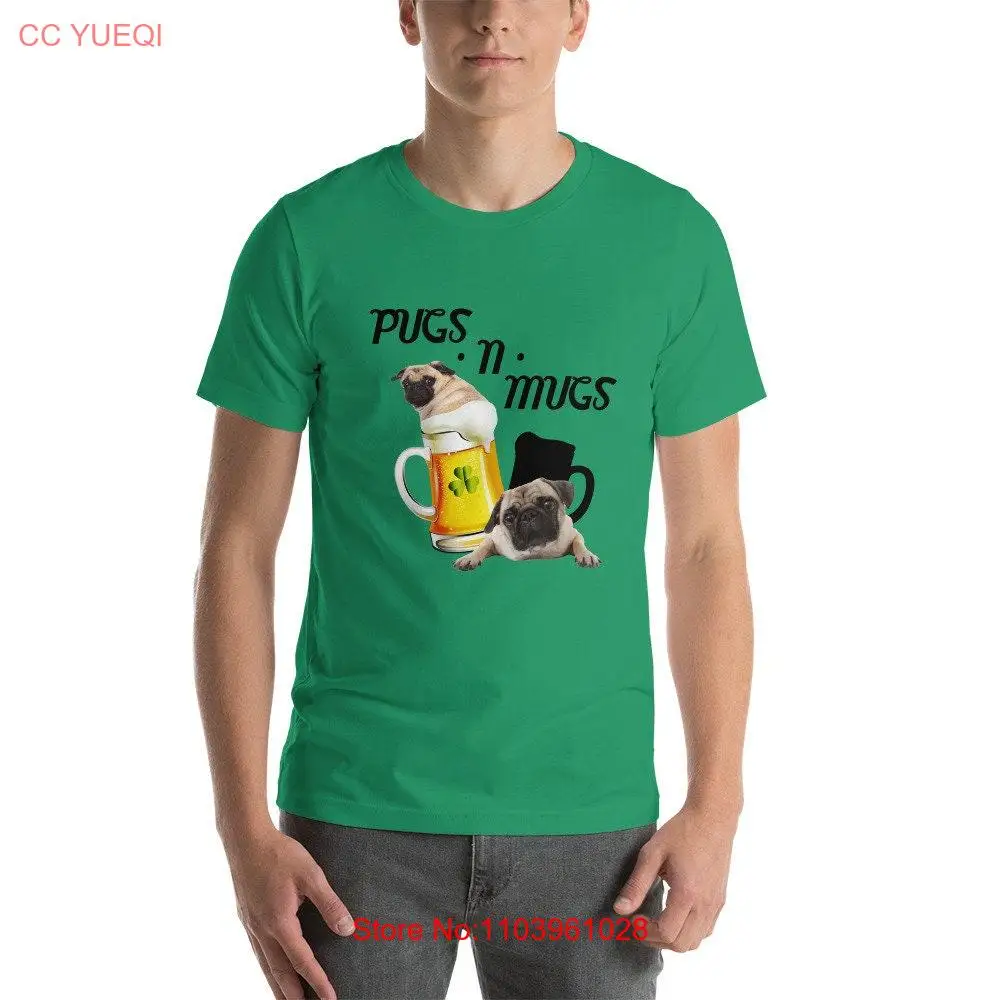 Зеленая футболка ко Дню Святого Патрика Pugs N Mugs Drinking Celebration Pug Dog Fun Holiday Beer с