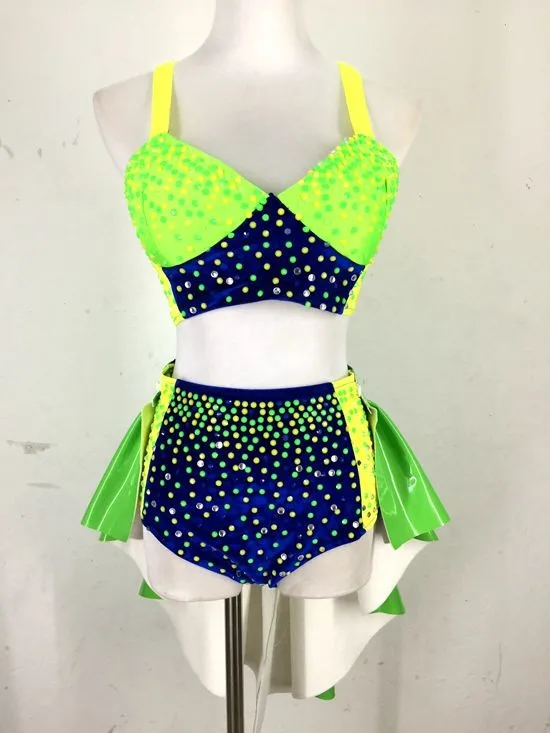 Женская сексуальная одежда для танца на шесте блестящие флуоресцентные бикини