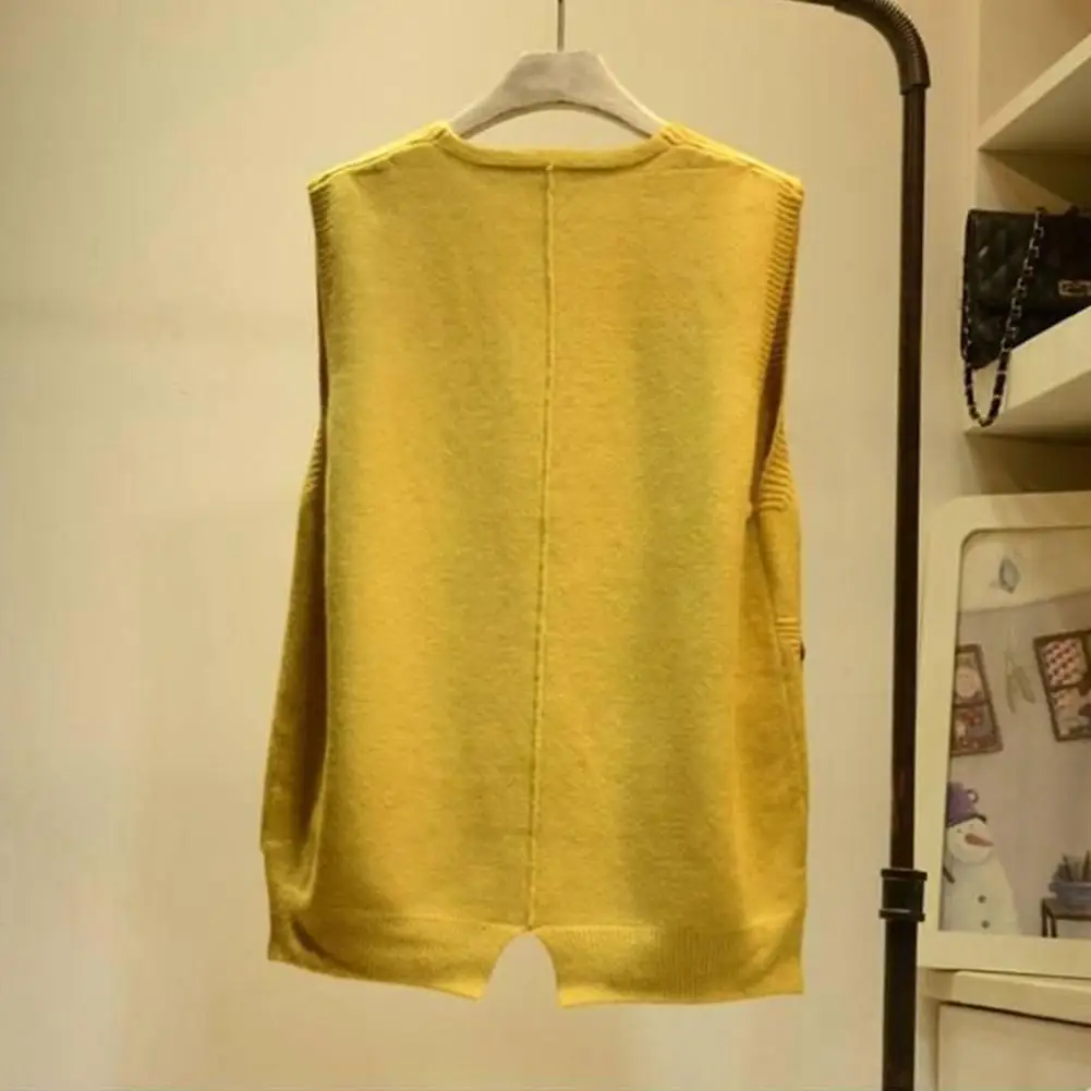 

Women Winter V-neck Knitted Sweater Vest Casual Trendy Bottoming Pullover Sweaters Loose Sleeveless Vest L1d1