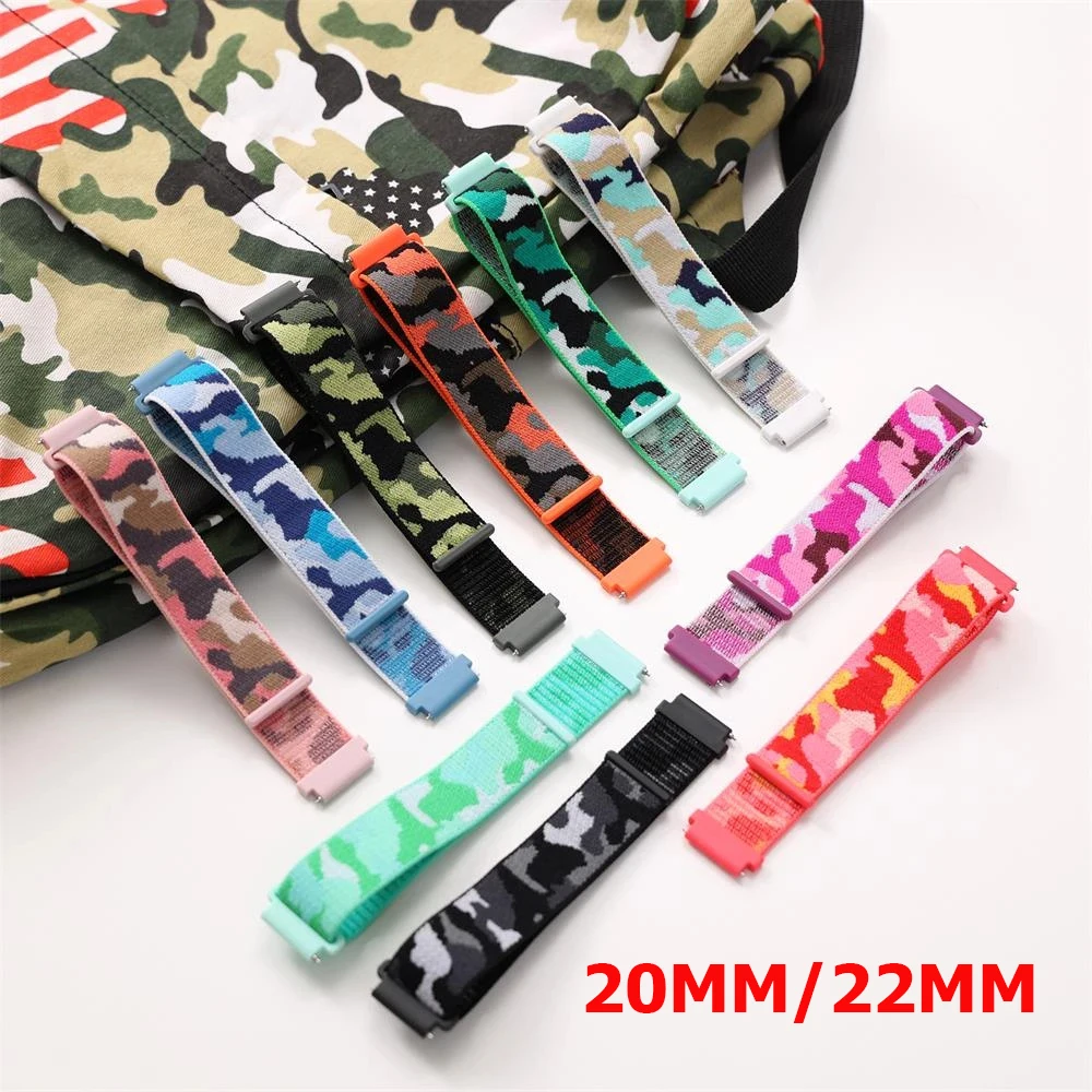 

Ремешок для часов Camouflag, нейлоновый браслет для Samsung Galaxy Watch 5/4 40 44 45 42 46 мм S3 Active, ремешок для часов Huawei Watch GT3 Gt2e 22 мм 20 мм