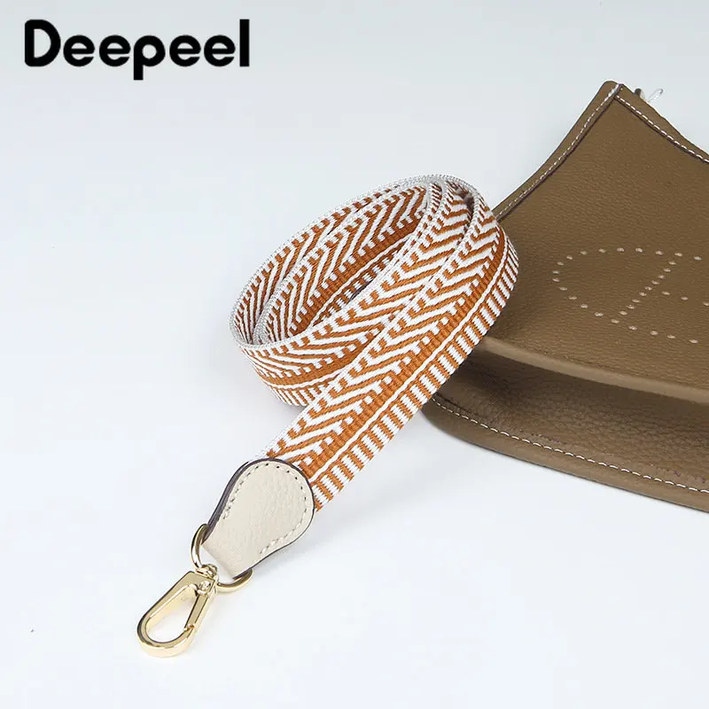 Deepeel 2.5cm Wide Colorful Bag Strap Striped Canvans 100cm Adjustable Straps for One-Shoulder Crossbody HandBags Accessories