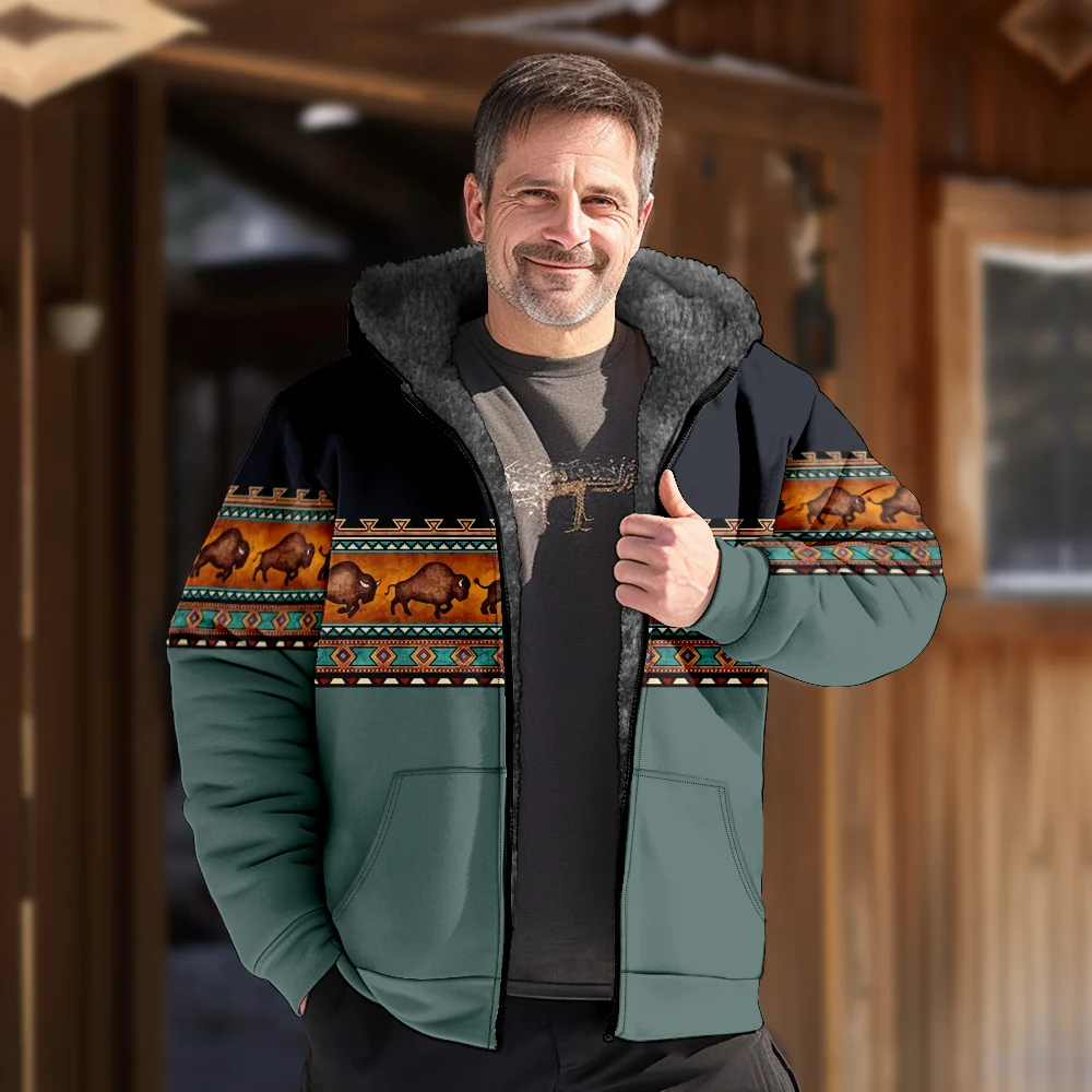 Мужские зимние куртки пальто хлопковая одежда с винтажным узором термостойкое