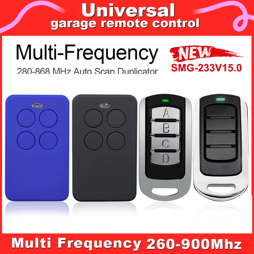 

260-900MHZ Garage Door Remote Control Universal Garage Door Command Garage Opener Keychain 433MHz Rolling Code