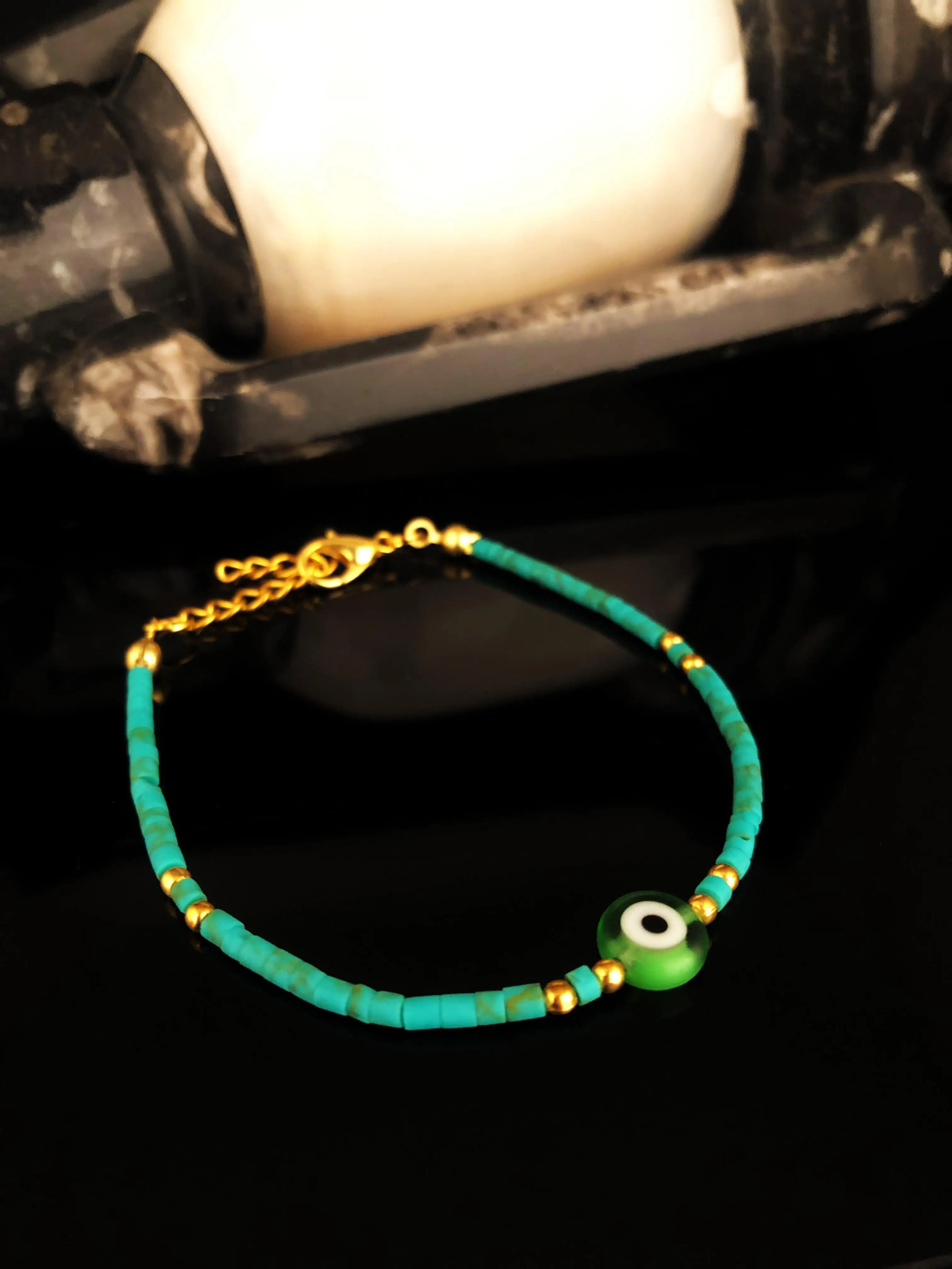 

Natural stone Women 'S Turquoise Stone Gold Plated Bracelet Krb416