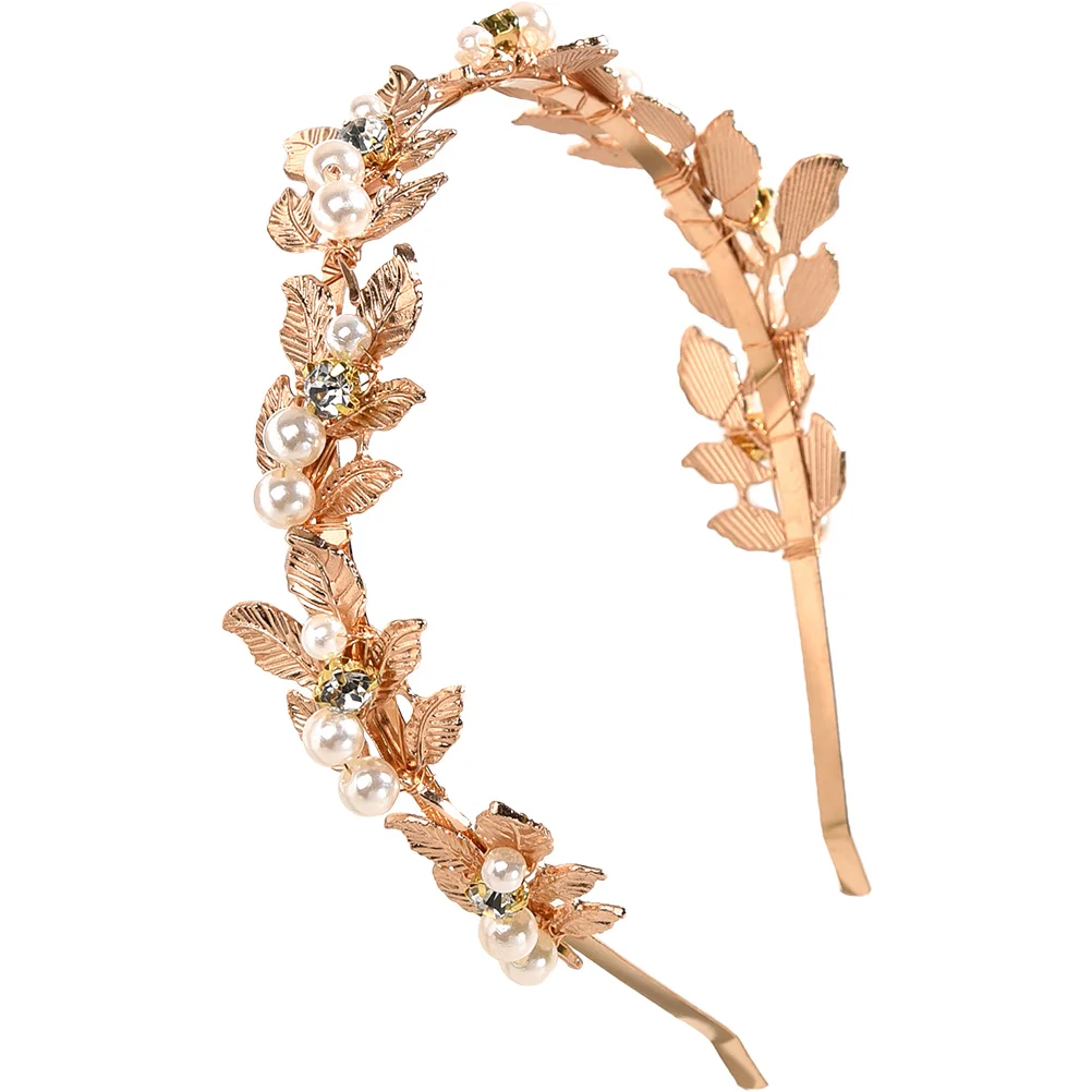 

Leaf Pearl Headband Hair Jewelry Woman Headwear Bride Headband for Wedding