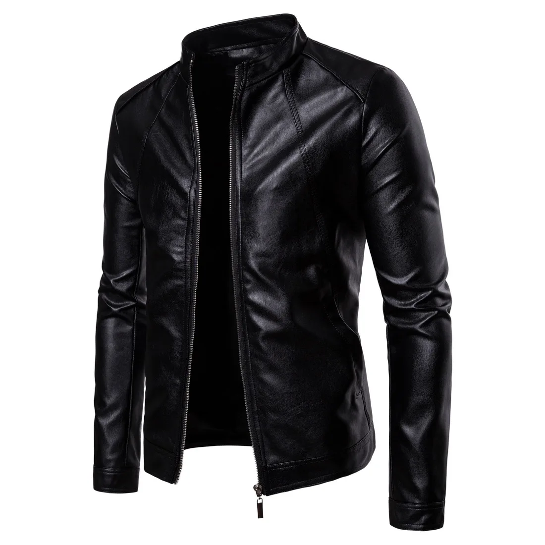 

Spring And Autumn Large Men's Standing Collar Leather Clothes Pu Business Casual Quality Leather Jacket Men's Motorcycle Coat