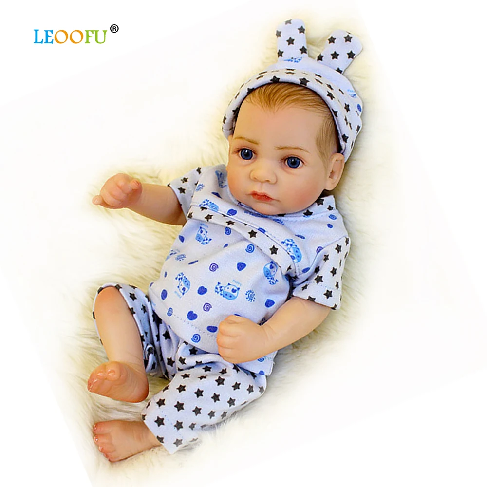 

LEOOFU Full Body Silicone Reborn Baby Boy 10 Inches Simulation Soft Enamel Plastic Simulation Premature Lifelike Rebirth Doll