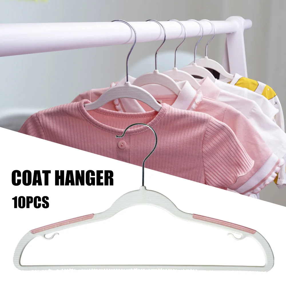 

10PCS Coat Hangers Heavy Duty Strong Clothes Hanger Drying Rack Plastic Lightweight Space Saving Laundry Hangers for Child VC