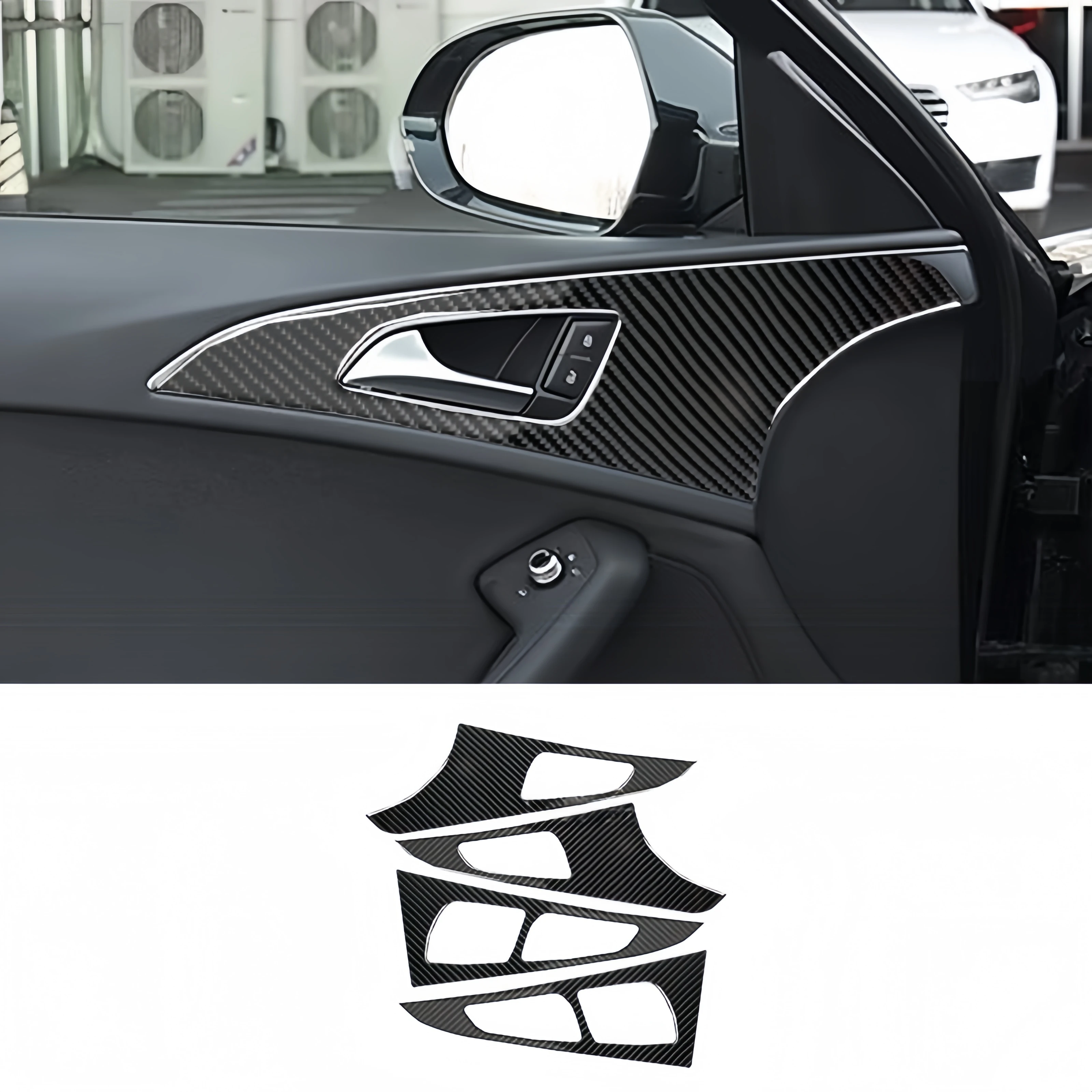 Фото Для Audi A6 S6 C7 A7 S7 4G8 2012-2018 углеродное волокно, центральная консоль автомобиля, приборная панель, панель переключения передач, накладка, наклейка, аксессуары №4