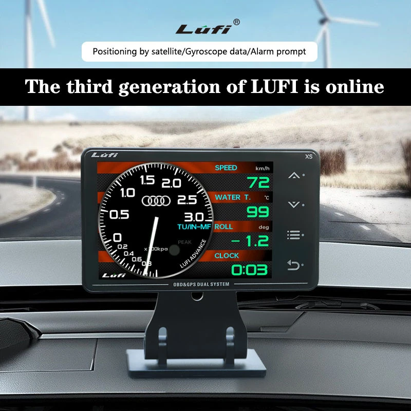

English version LUFI XS gauge OBD+GPS head-up display turbocharged oil pressure oil temperature G value gyroscope LCD display