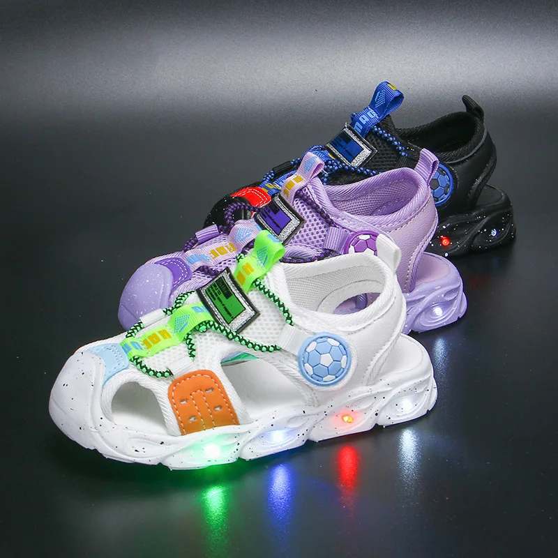 Cartoom Football Summer Fashion Kids Shoes LED Lighted Children Sandals Toddler Breathable Cool Girls Boys Sneakers Sandal