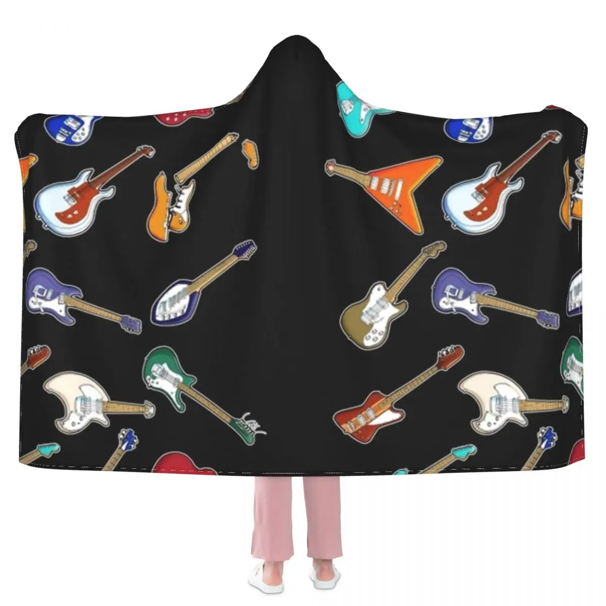 

Guitar Music Blanket Rock Cheap Comfy Hooded Bedspread Fleece Bed Soft Blanket