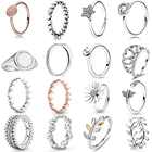 Женское кольцо с цветком маргаритки, весеннее Оригинальное кольцо из серебра 2020 пробы 100% пробы с бусинами в форме короны, подарочное Ювелирное Украшение в европейском стиле, 925