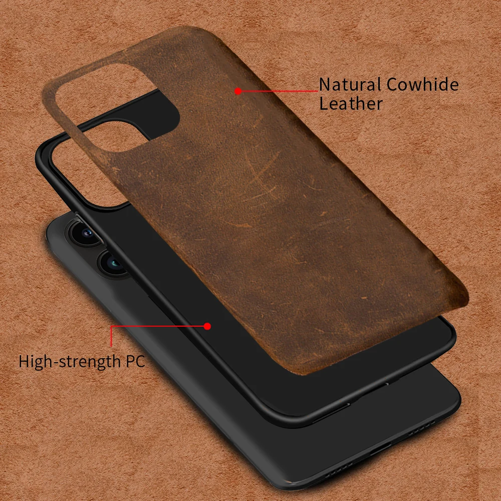Genuine PULL-UP Leather Phone Case for iPhone 13 14 Pro Max 12 Mini 11 12 Pro Max X XR XS 6s 7 8 Plus SE 2020 Crazy Horse Cover
