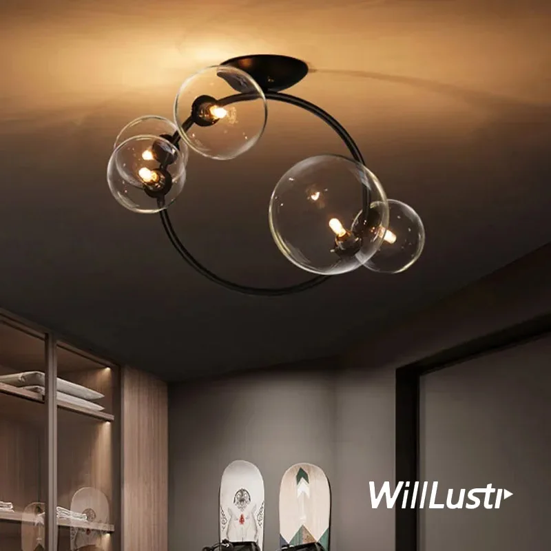 Креативный потолочный светильник с железным кольцом отель ресторан бар