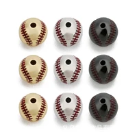 fashion baseball shape diy red enamel blackyellowwhite copper beads fit for bracelets making 2pcs y15840