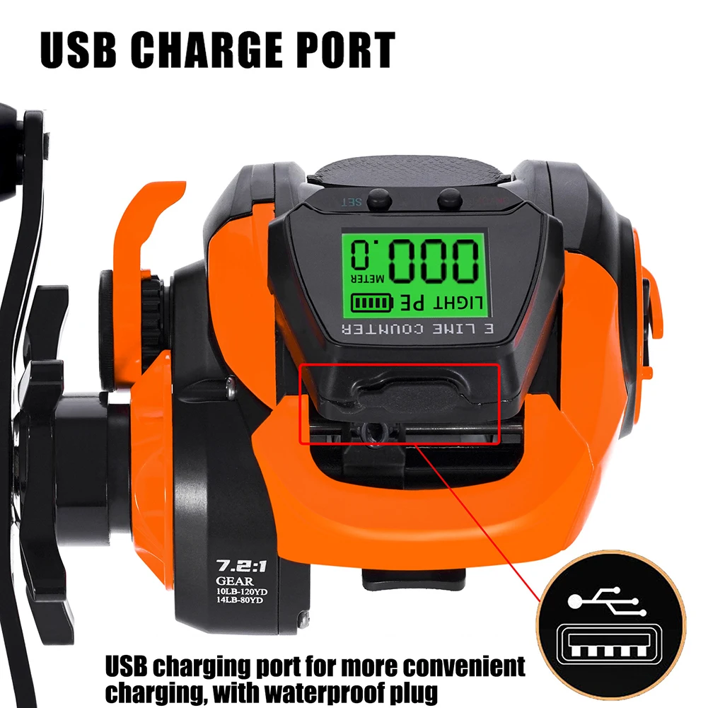 7.2:1 Bite Alarm Digital Fishing Baitcasting Reel Line Counter Depth Position Left/Right Hand Fishing Reel Fish Tackle Accessory