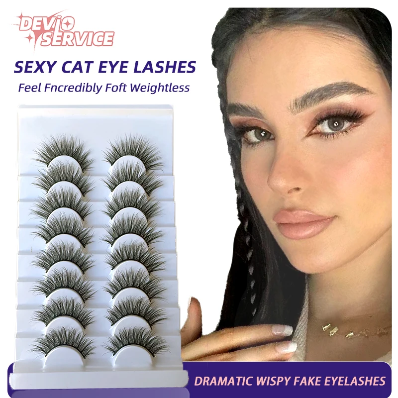 

DEVOSERVICE 8 Pairs Eyelashes Natural Long Fluffy 3D Mink Lashes Volume Wispy False Eyelash Extension Makeup Cilios Maquiagem