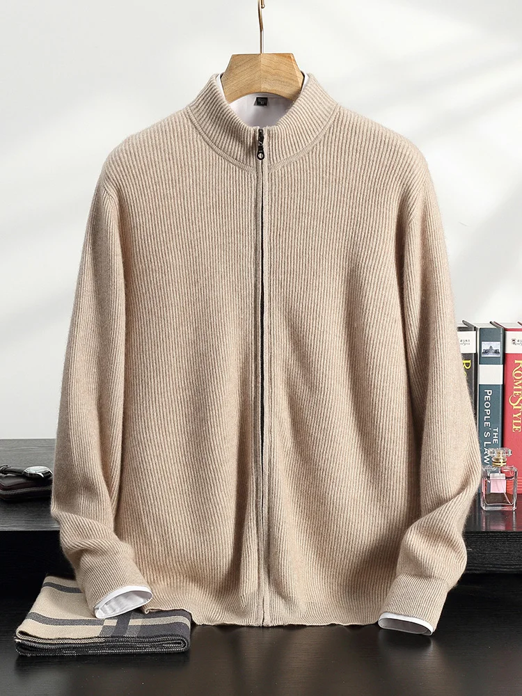 Aliselect мужской кадиган на молнии 100% кашемировый свитер осень-зима плотное пальто