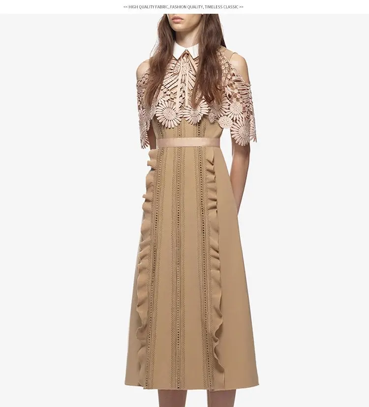 

Новинка, женское платье А-силуэта, кружевное платье с открытыми плечами и оборками, облегающее длинное платье, облегающее платье с воротником-поло