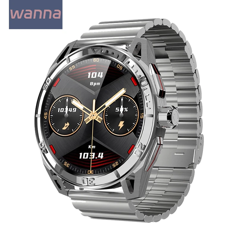 

1.43 Inch 466*466 AMOLED Smartwatch Rotatable Round BT Calling Stainless Steel Smartwatch HD30 for Men Health Sports